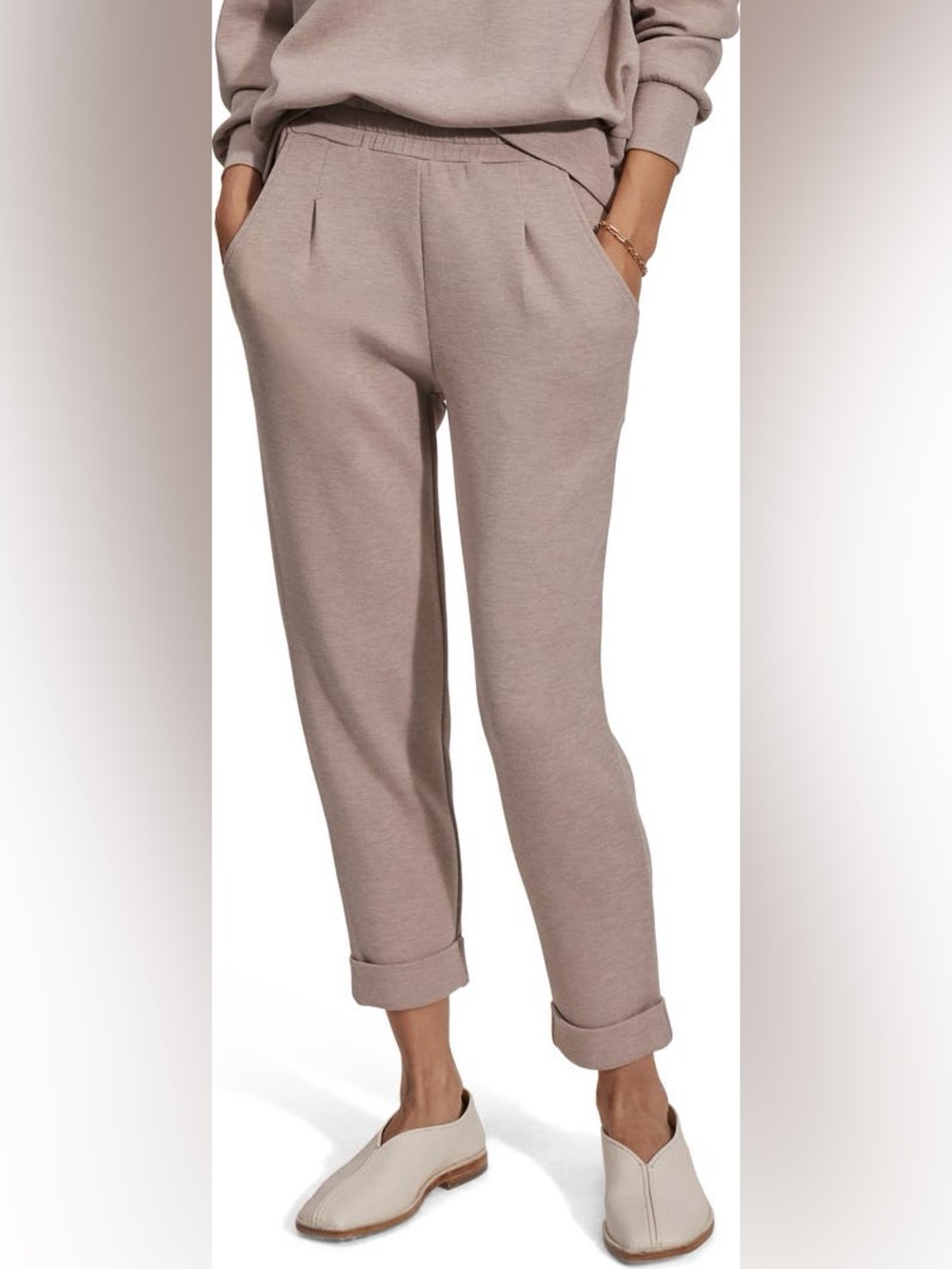 Varley The Rolled Cuff 25-Inch Pants - Taupe Marl